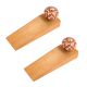 2 Pieces Handmade Orange Floral Ceramic Wooden Door Stopper